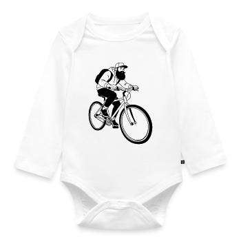 bike hipster - Organic Longsleeve Baby Bodysuit - white - Front
