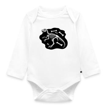 dinosaur bones - Organic Longsleeve Baby Bodysuit - white - Front