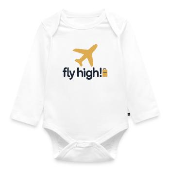 Fly High Travel Icon Tee - Organic Longsleeve Baby Bodysuit - white - Front