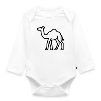 camel - Organic Longsleeve Baby Bodysuit - white - Front