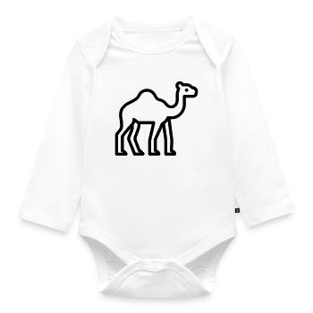 camel - Organic Longsleeve Baby Bodysuit - white - Front