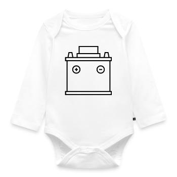 Autobatterie - Baby Bio-Langarm-Body - Weiß - Vorne