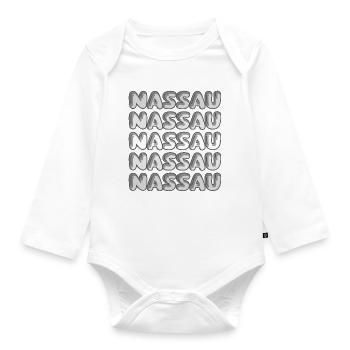 Motif bulle de Nassau Multi-Police - Body Bébé bio manches longues - blanc - Devant