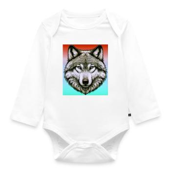 Wolf - Organic Longsleeve Baby Bodysuit - white - Front