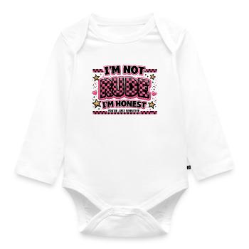 I'm honest, not rude sarcasm irony - Organic Longsleeve Baby Bodysuit - white - Front