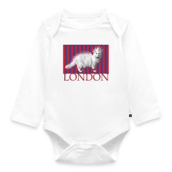 Punk Cat London Stripes - Body orgánico de manga larga para bebé - blanco - delante