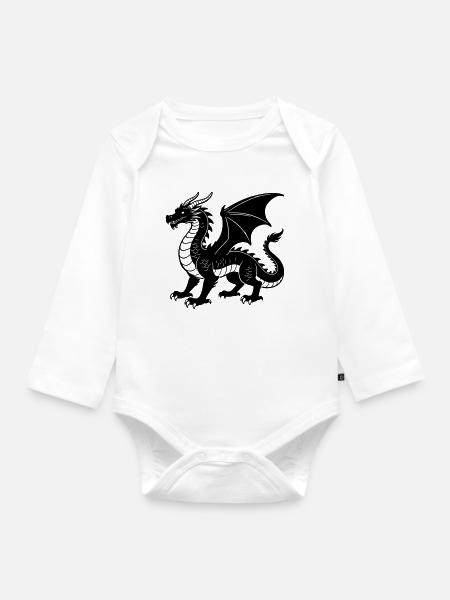 Drache - Baby Bio-Langarm-Body - Weiß