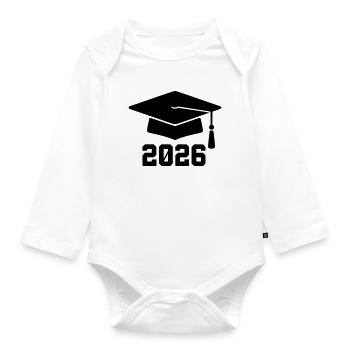 Doctoral Hat Graduation 2026 Coat of Arms - Organic Longsleeve Baby Bodysuit - white - Front