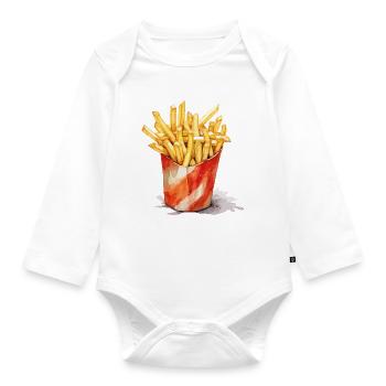 Aquarell Pommes Becher - Baby Bio-Langarm-Body - Weiß - Vorne