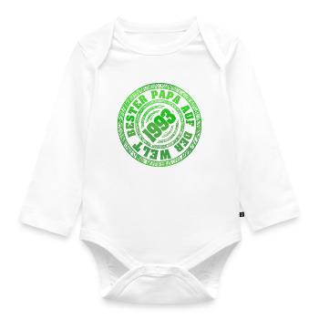 1993 Retro Papa Stempel - Baby Bio-Langarm-Body - Weiß - Vorne