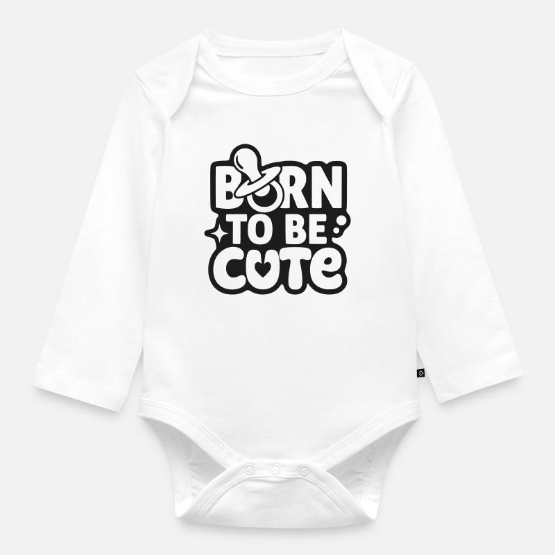 Né pour être mignon - Body Bébé bio manches longues - blanc