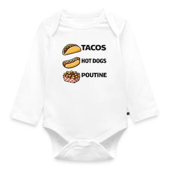 Tacos Hot Dog Poutine - Body Bébé bio manches longues - blanc - Devant