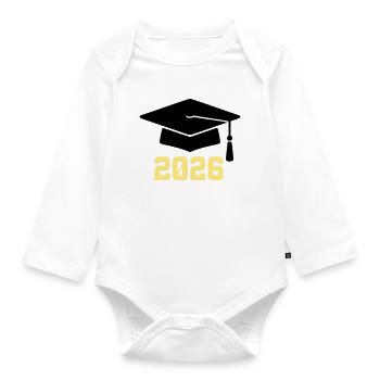 Absolvent 2026 Bachelor Hut - Baby Bio-Langarm-Body - Weiß - Vorne