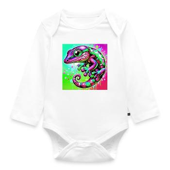 Gecko - Organic Longsleeve Baby Bodysuit - white - Front