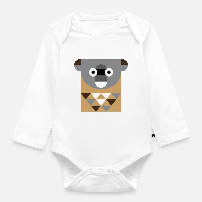 Panda - Body Bébé bio manches longues - blanc