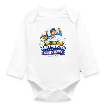 Schlafweltmeister im Ausschlafen - Baby Bio-Langarm-Body - Weiß - Vorne