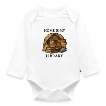Zuhause ist meine Bibliothek - Baby Bio-Langarm-Body - Weiß - Vorne