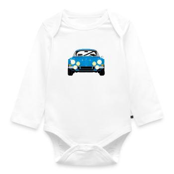 Blue Vintage Car - Front View - Organic Longsleeve Baby Bodysuit - white - Front