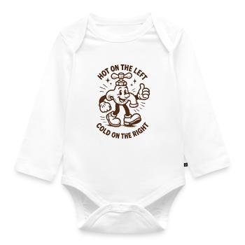 Hot left cold right | Plumber Humor - Organic Longsleeve Baby Bodysuit - white - Front