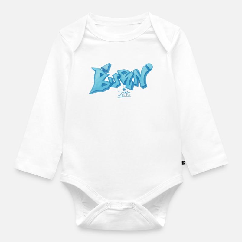 Blaues Graffiti Bevin Style - Baby Bio-Langarm-Body - Weiß