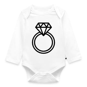 wedding ring, - Organic Longsleeve Baby Bodysuit - white - Front