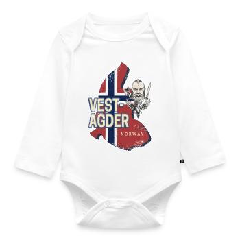 Vest-Agder Province in Norway Map Souvenir - Organic Longsleeve Baby Bodysuit - white - Front