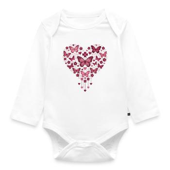 Cœur Papillon Fleuri Éclat - Body Bébé bio manches longues - blanc - Devant