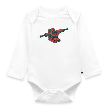 Skateur robuste à l’essieu de skateboard - Body Bébé bio manches longues - blanc - Devant