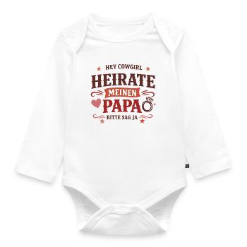 Hey Cow girl heirate meinen Papa Western Antrag - Baby Bio-Langarm-Body - Weiß - Vorne