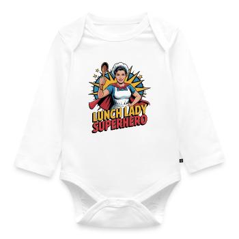 Lunch Lady Superhero - Organic Longsleeve Baby Bodysuit - white - Front