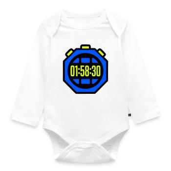 Stopwatch Best Time Half Marathon - Organic Longsleeve Baby Bodysuit - white - Front