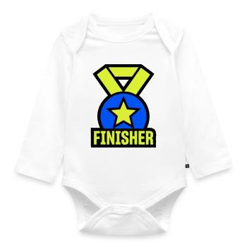 Proud Finisher Medal Star - Organic Longsleeve Baby Bodysuit - white - Front