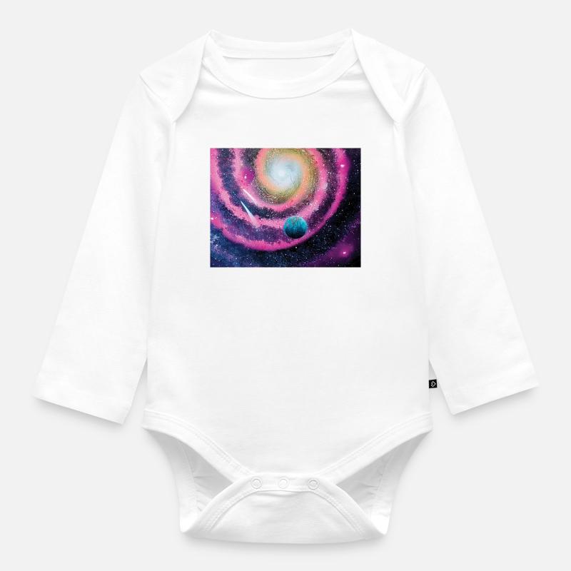 Galaxie rose - Body Bébé bio manches longues - blanc
