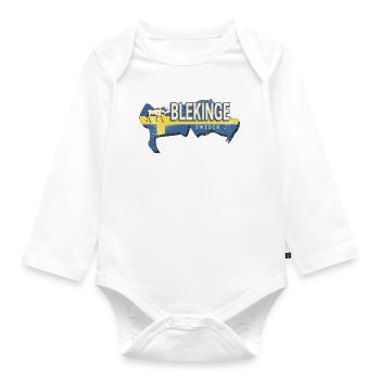 Blekinge in Sweden Retro Province with Map - Organic Longsleeve Baby Bodysuit - white - Front