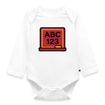 Schultafel ABC 123 Einschulung - Baby Bio-Langarm-Body - Weiß - Vorne