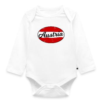 Logo d’écriture autrichienne sur fond rouge - Body Bébé bio manches longues - blanc - Devant