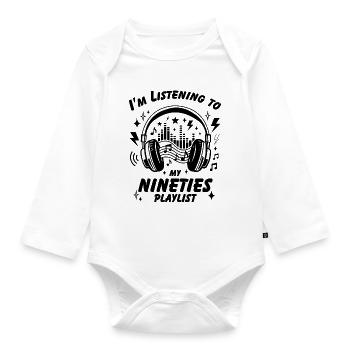 Ich höre meine Neunziger-Playlist - Baby Bio-Langarm-Body - Weiß - Vorne