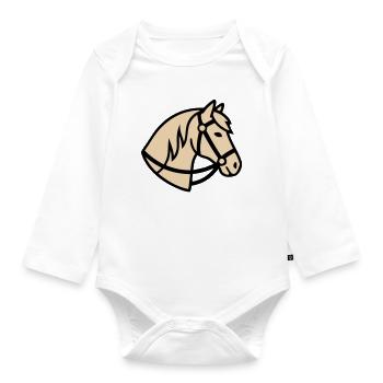 Pony Kopf Pferd Züchter Logo - Baby Bio-Langarm-Body - Weiß - Vorne