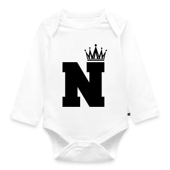 N Crown - Organic Longsleeve Baby Bodysuit - white - Front