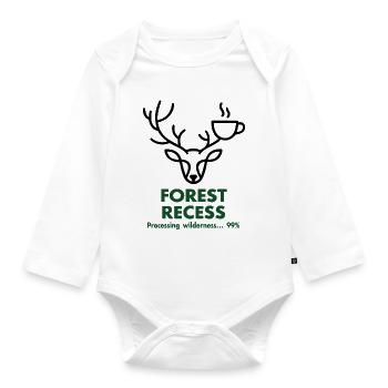 Deer with Cup in Forest - Organic Longsleeve Baby Bodysuit - white - Front