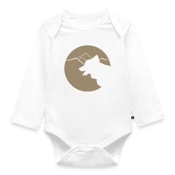 Hundsilhouette im Gebirge oder Dünen - Baby Bio-Langarm-Body - Weiß - Vorne