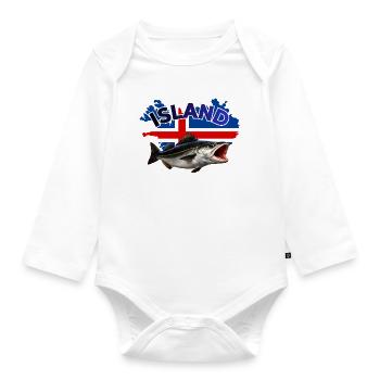 Iceland Coalfish Fishing - Pollock Fishing - Organic Longsleeve Baby Bodysuit - white - Front