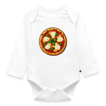 Basil Pizza Comic - Organic Longsleeve Baby Bodysuit - white - Front