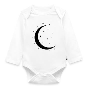 Halbmond und Sterne - Baby Bio-Langarm-Body - Weiß - Vorne