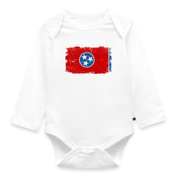 Tennessee State Flag Distressed Vintage Tennessee - Organic Longsleeve Baby Bodysuit - white - Front