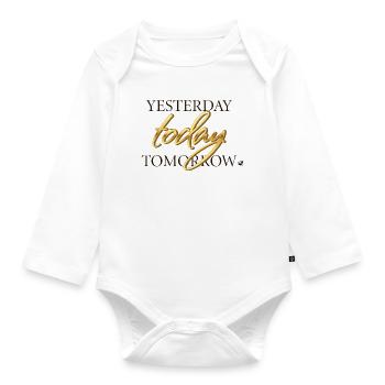 Yesterday, Today and Tomorrow lettering - Organic Longsleeve Baby Bodysuit - white - Front