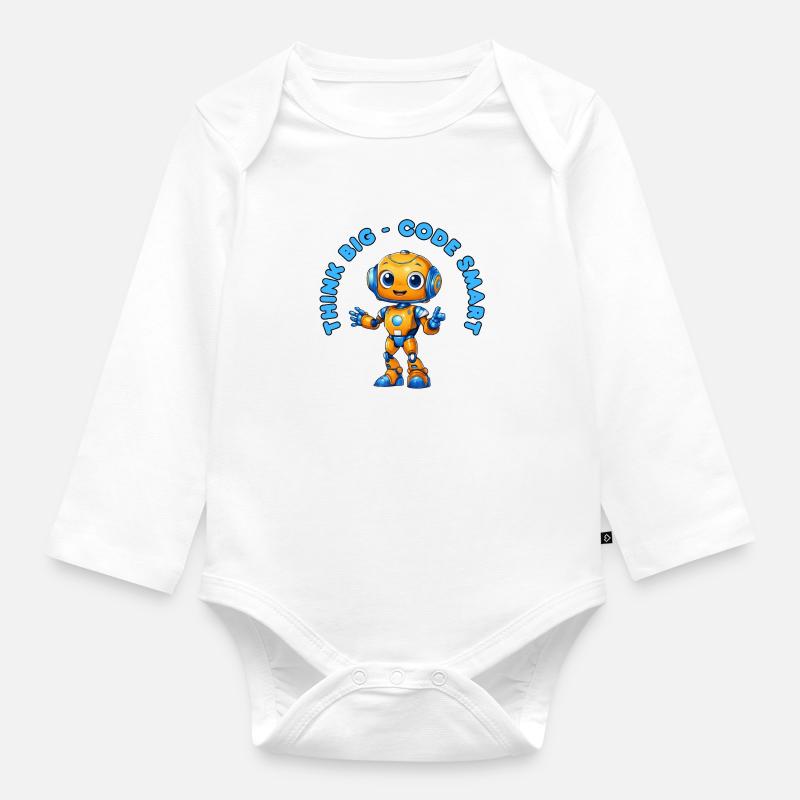 Roboter - Think big, Code Smart  - Baby Bio-Langarm-Body - Weiß