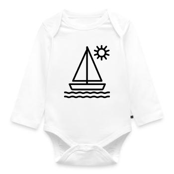 Segelschiff - Baby Bio-Langarm-Body - Weiß - Vorne