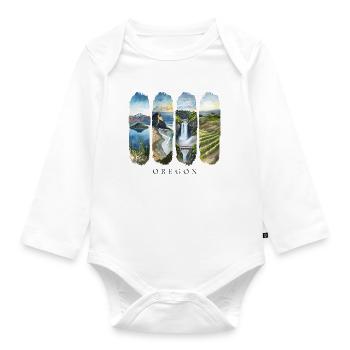 Oregon Travel – Pacific & Cascades Nature Design - Organic Longsleeve Baby Bodysuit - white - Front