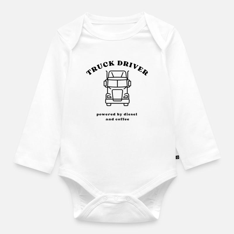 Vue frontale du camion Line - Body Bébé bio manches longues - blanc